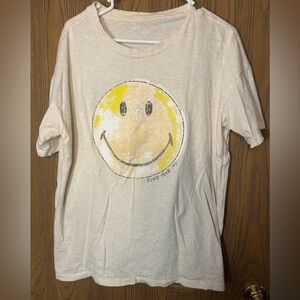 Aerie Cream Tee with Yellow Smiley